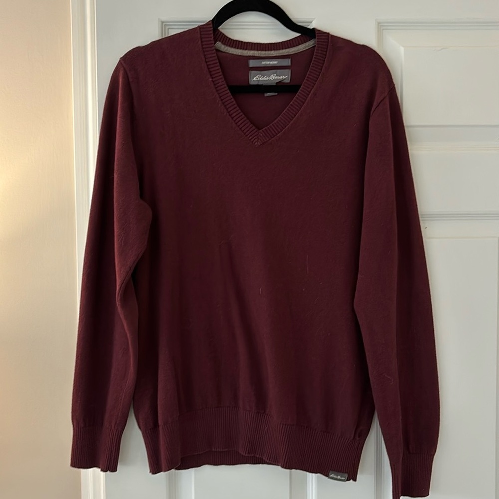 Men’s v neck cotton merino sweater
